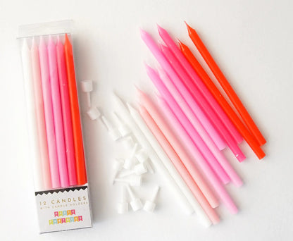 Pink Gradiant Candles with Candle Holders