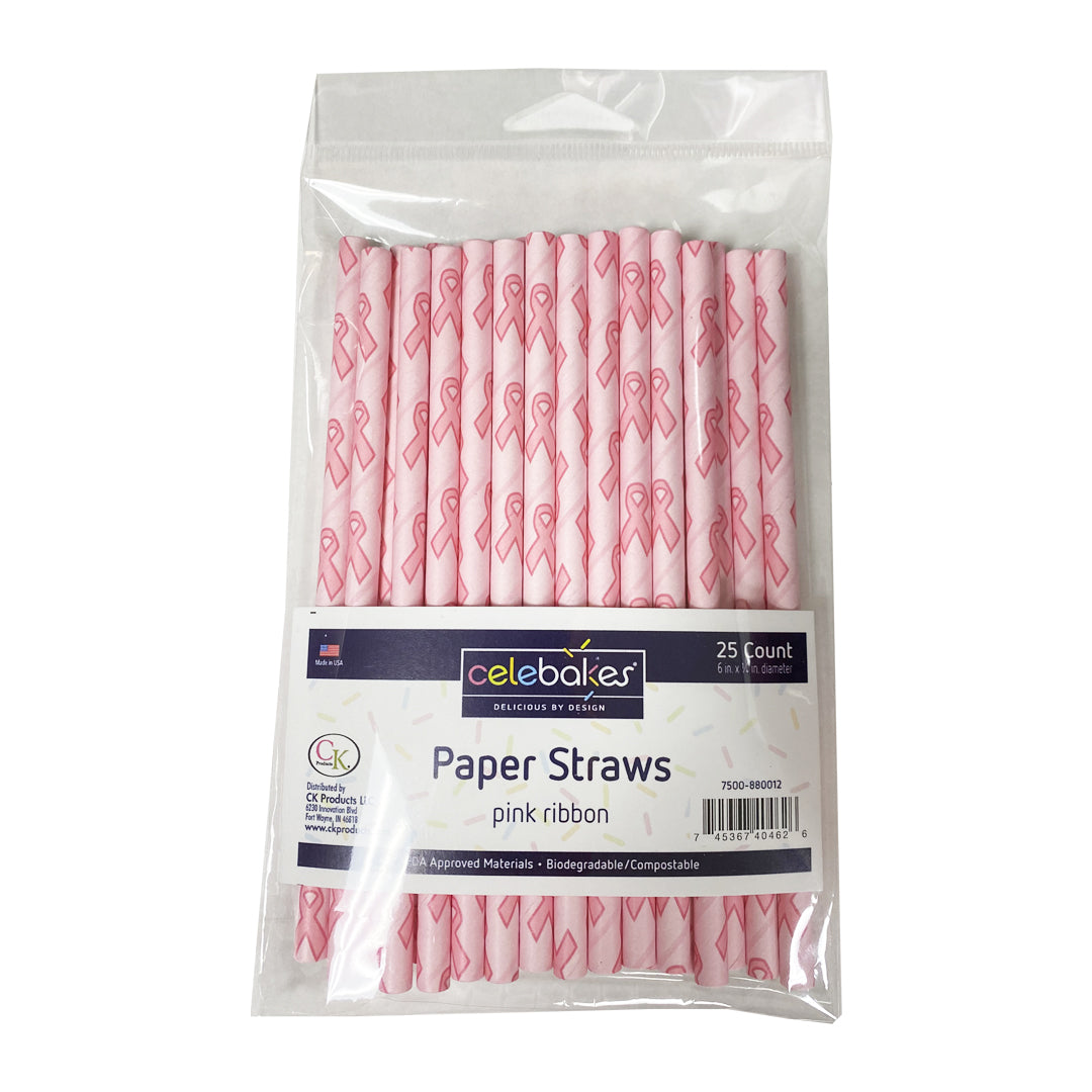 Pink Ribbon Cake Pop Straws