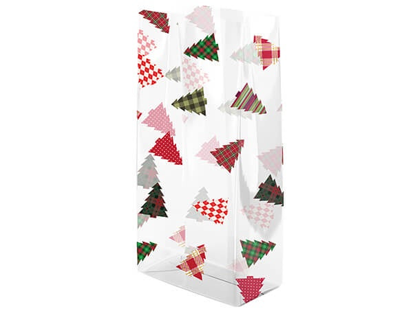 Plaid Trees Cellophane Treat Bags - 3.5x2.x7.5- 10 count