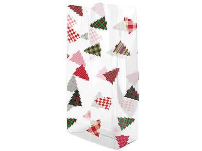 Plaid Trees Cellophane Treat Bags - 5x3x11 - 10 Bags