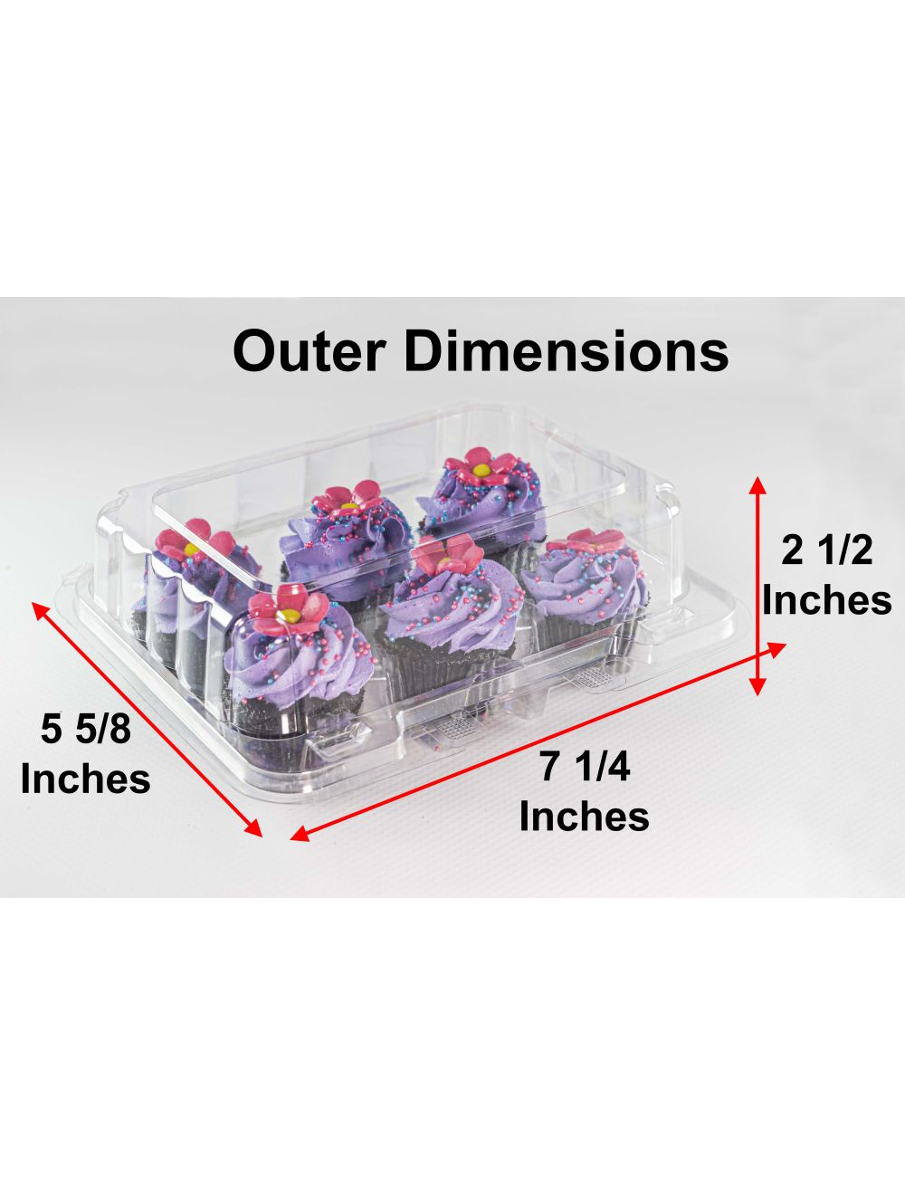 6 Count, Mini Size Plastic Cupcake Container