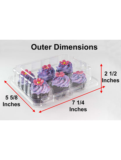 6 Count, Mini Size Plastic Cupcake Container