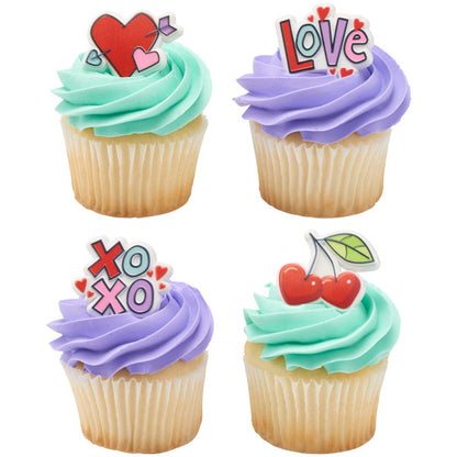 Rainbow Love Cupcake Rings, 12 Cupcake Rings