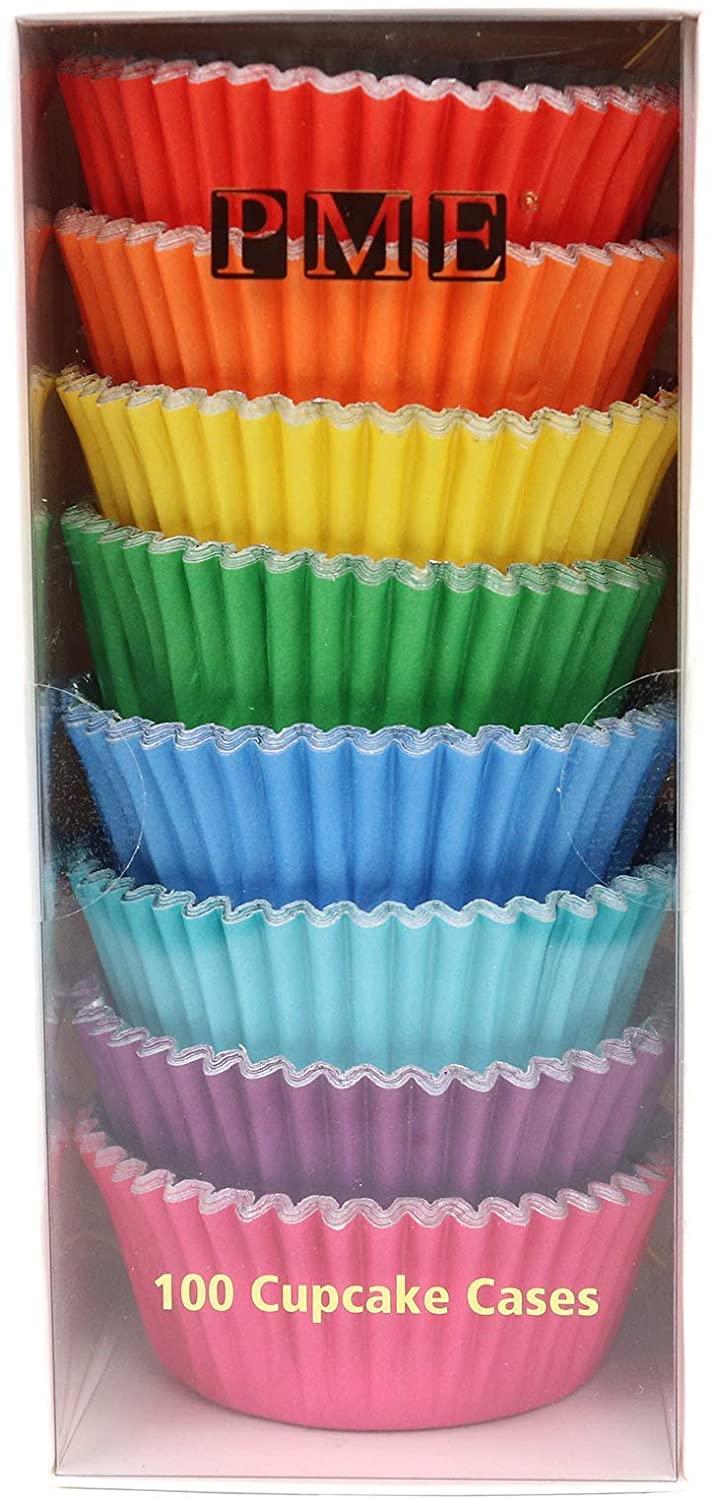 Rainbow Colored, Foil Lined Baking Cups - 100 Cupcake Liners