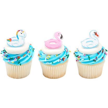 Pool Floatie Cupcake Rings - 12 Rings