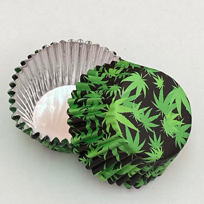 Marijuana Leaf Foil Baking Cups - 50ish Cupcake Liners