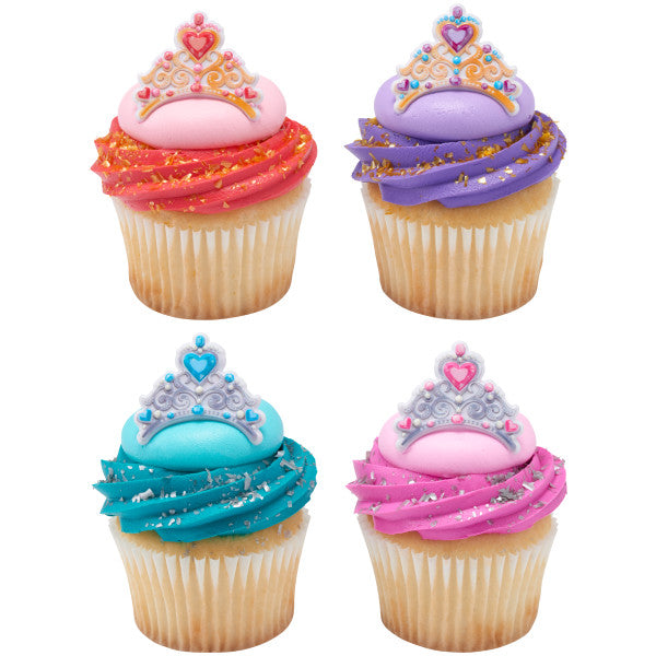 Tiara / Princess Crown Cupcake Rings - 12 Rings