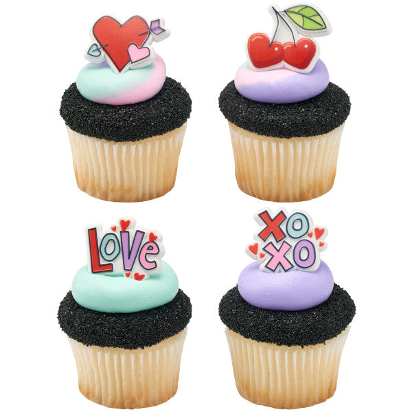 Rainbow Love Cupcake Rings, 12 Cupcake Rings
