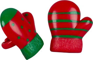 Red & Green Mitten Cupcake Rings - 12 Rings