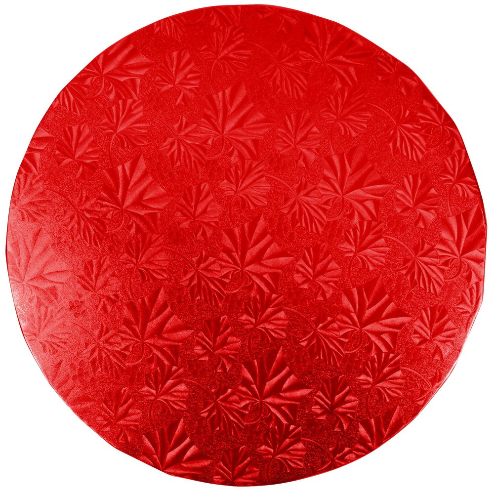 image of 10 inch round red cake drum that is 1/2 thick