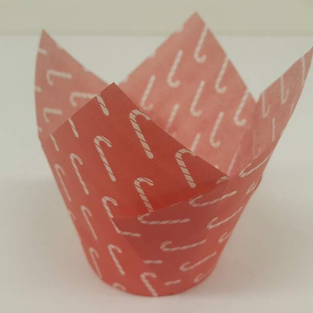 Red Candy Cane Tulip Cup Cupcake Liners -  24 Tulip Cups