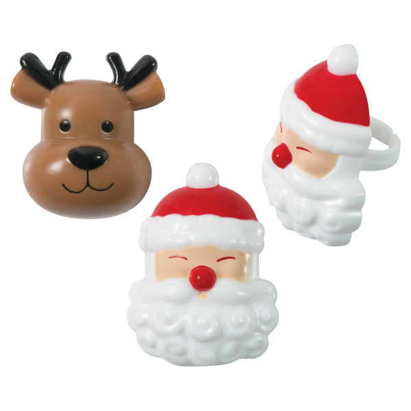 Jolly Santa and Reindeer Cupcake Rings