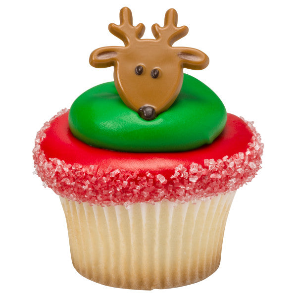 Reindeer Face - 12 Cupcake Rings
