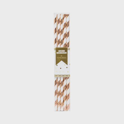 Rose Gold Striped Cake Pop Straws - 25 Straws