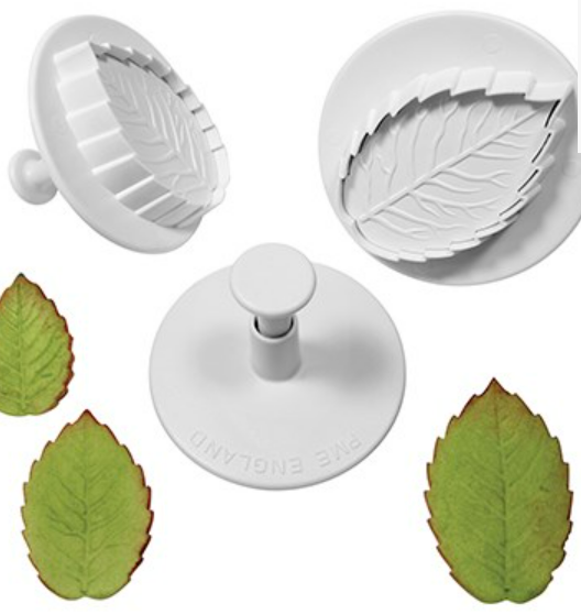 PME Veined Rose Leaf Plunger Cutter Set of 3