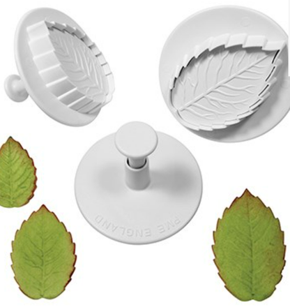 PME Veined Rose Leaf Plunger Cutter Set of 3