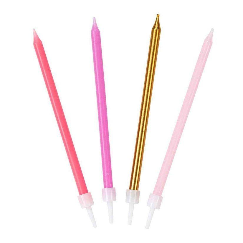 Rose Pink and Gold Birthday Candles