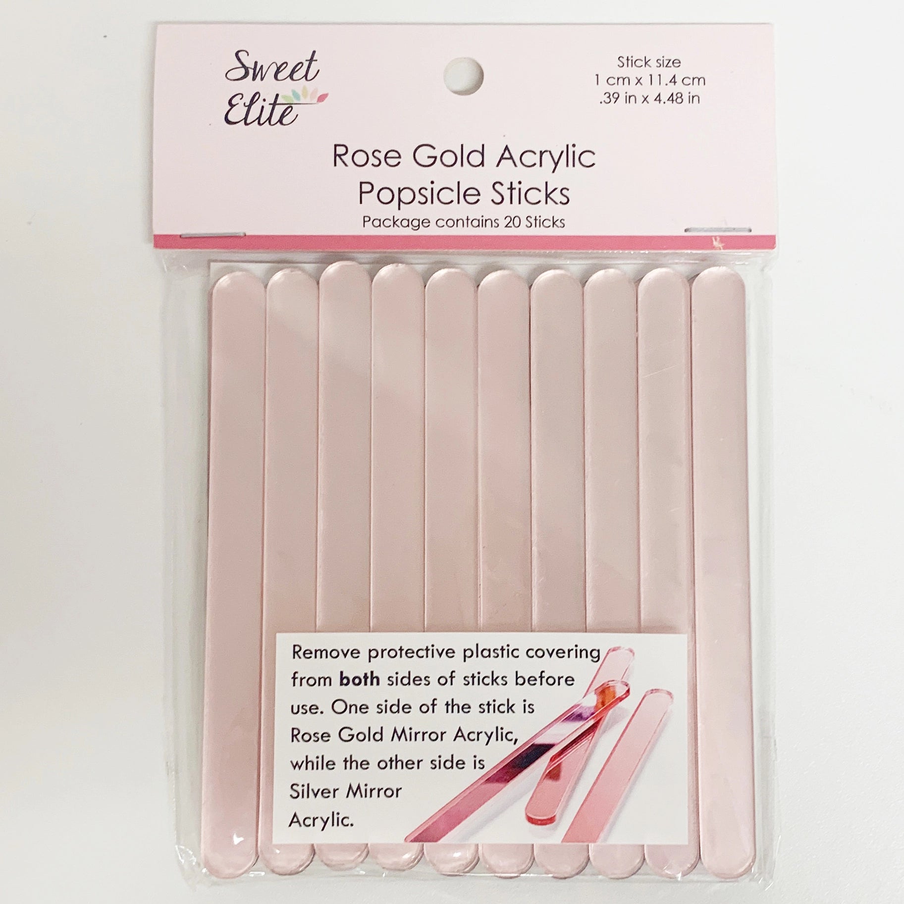 Rose Gold Acrylic Popsicle Sticks 20/Pkg