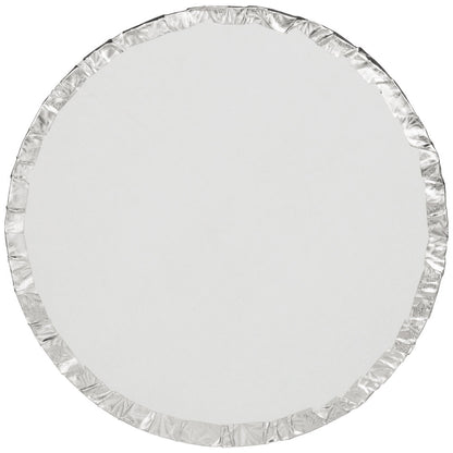 image of the back of a 10 inch round silver cake drum that is 1/2 thick