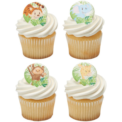 Baby Jungle (Safari) Animals Cupcake Rings - 12 Rings