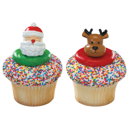 Jolly Santa and Reindeer Cupcake Rings
