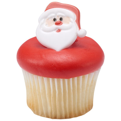 Santa Face Cupcake Rings - 12 Rings
