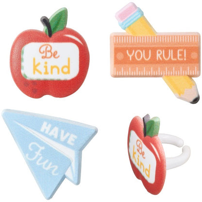School Rules Cupcake Rings - 12 Rings