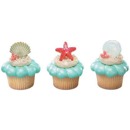 Seashell Cupcake Rings - 12 Rings