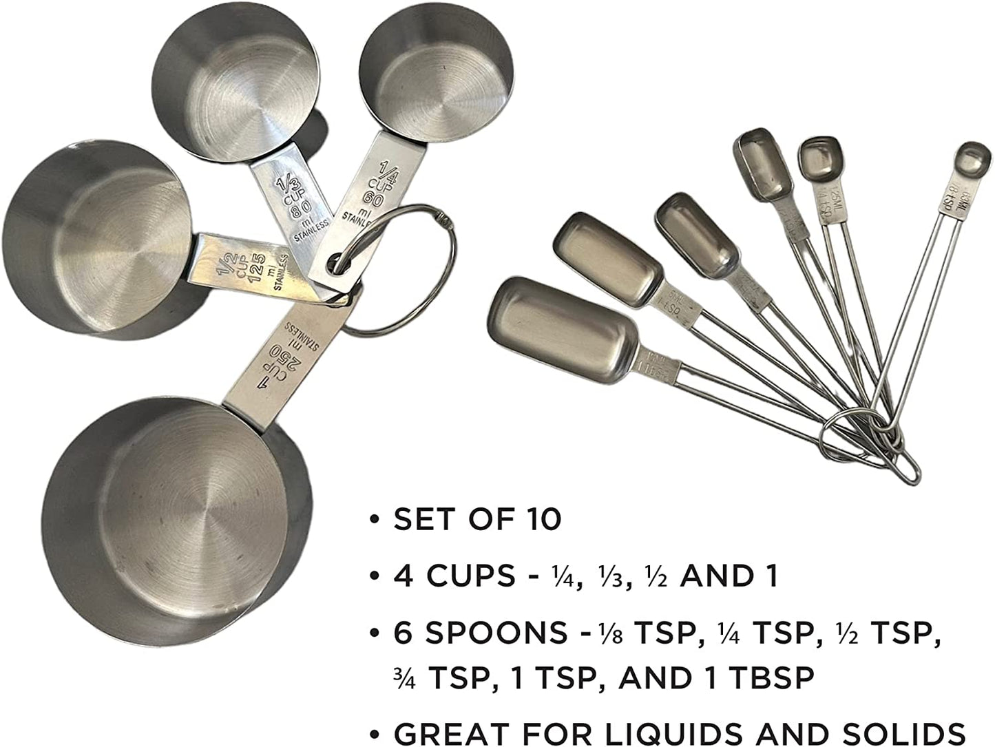 Stainless Steel Measuring Cups and Spoons
