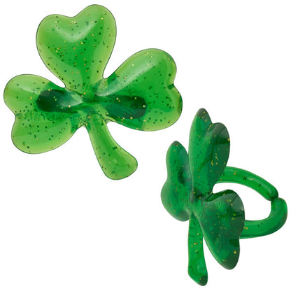 Shamrock Puff Glitter Cupcake Rings, 12 Rings