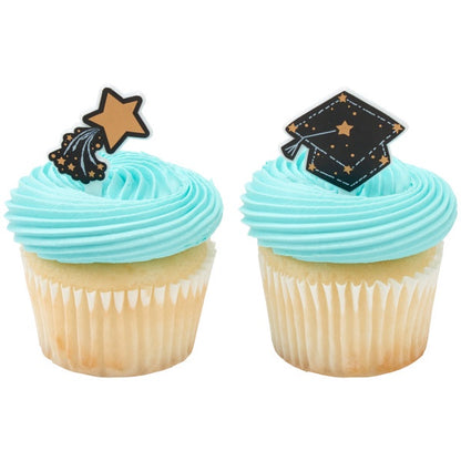 Shoot For the Stars Graduation Cupcake Picks - 12 Picks