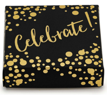 Celebrate, Black Candy Box, 3 oz, 2 Piece Box with Separate Top & Bottom