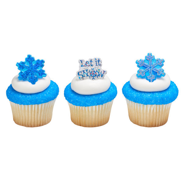 Let It Snow Cupcake Rings, 12 Rings