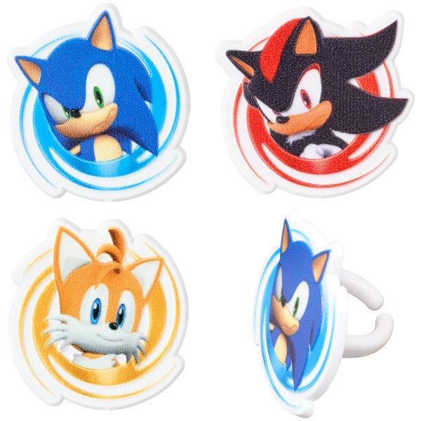 Sonic, Tails and Shadow Cupcake Rings - 12 Rings