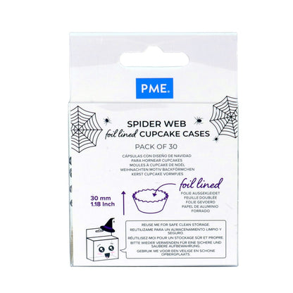 Halloween Spider Web, Foil-Lined Cupcake Liners - 30 Cupcake Liners