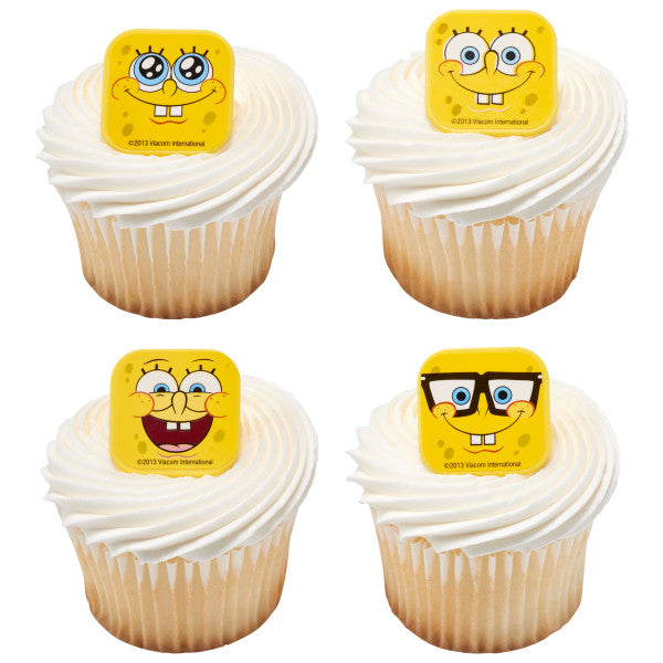 SpongeBob SquarePants Mood Faces Cupcake Rings - 12 Rings