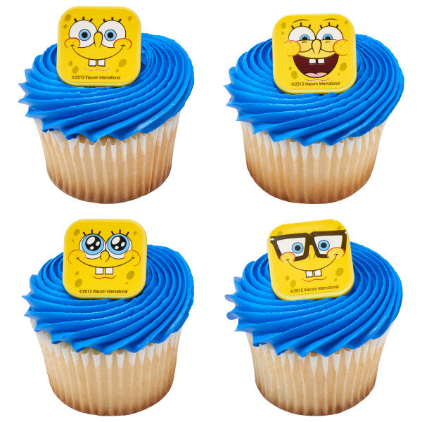 SpongeBob SquarePants Mood Faces Cupcake Rings - 12 Rings