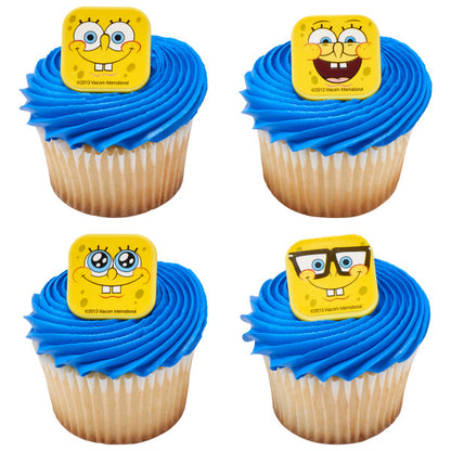 SpongeBob SquarePants Mood Faces Cupcake Rings - 12 Rings