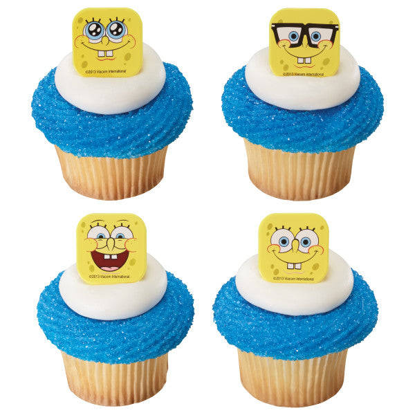 SpongeBob SquarePants Mood Faces Cupcake Rings - 12 Rings