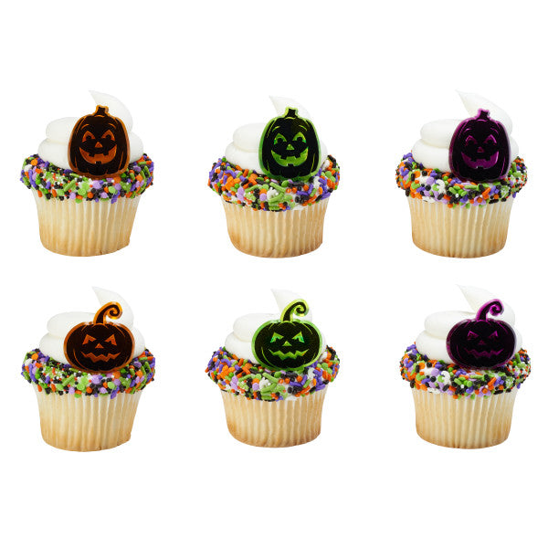 Pumpkin Silhouettes Cupcake Rings - 12 Rings