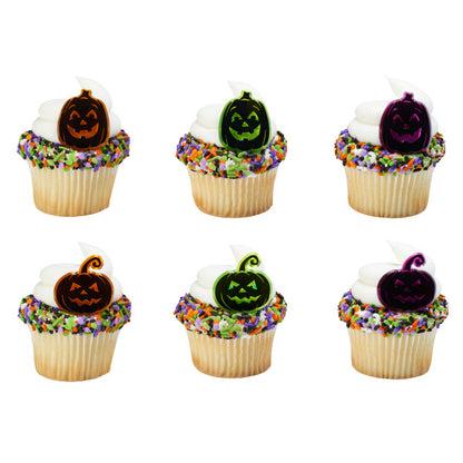 Pumpkin Silhouettes Cupcake Rings - 12 Rings