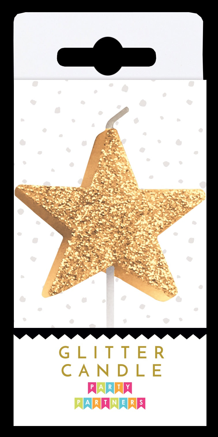 Gold Glitter Star Candle
