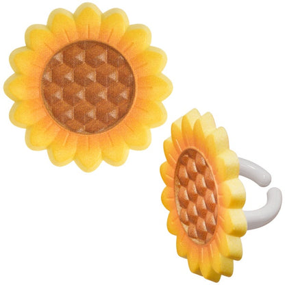 Sunflower Cupcake Rings - 12 Rings