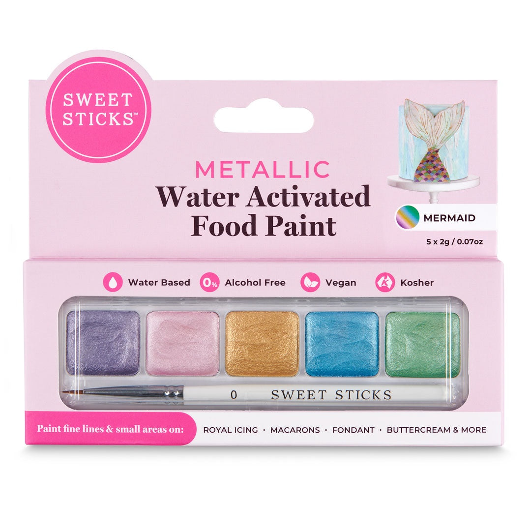 Sweet Sticks Water Activated Food Paint - Metallic Mermaid Pack