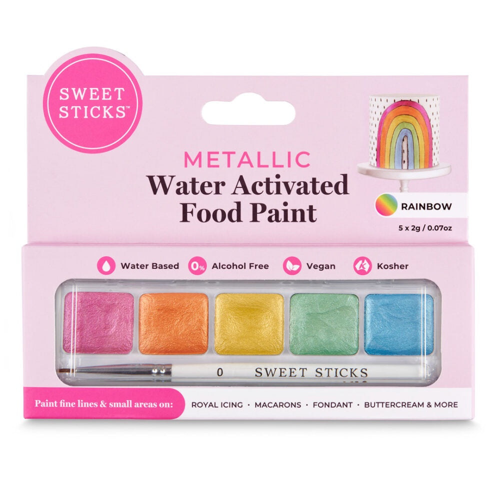 Sweet Sticks Water Activated Food Paint - Metallic Rainbow Pack