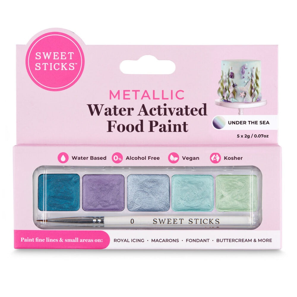 Sweet Sticks Water Activated Food Paint - Metallic Under The Sea Pack