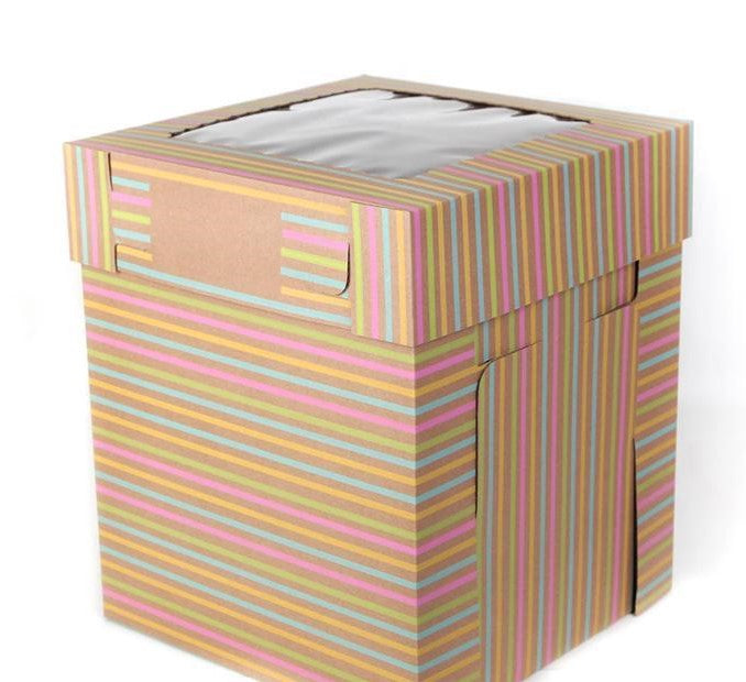 Tall, 2-Piece, 10 Inch Striped Cake Box - 10x10x12