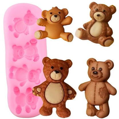 Teddy Bear Silicone Mold, 4 Cavities