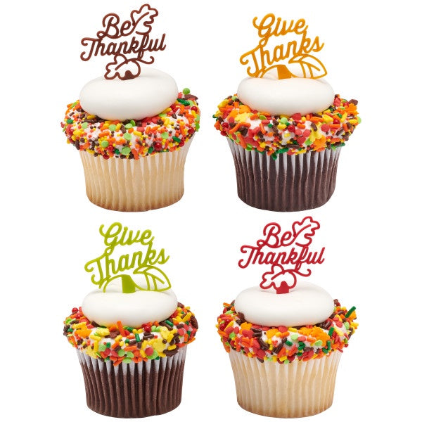 Be Thankful, Give Thanks, Thanksgiving Cupcake Picks - 12 Picks