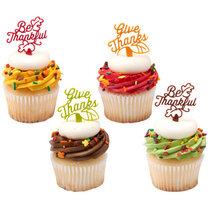 Be Thankful, Give Thanks, Thanksgiving Cupcake Picks - 12 Picks
